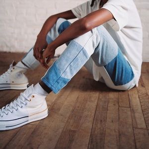 High-rise BDG patch work mom jeans